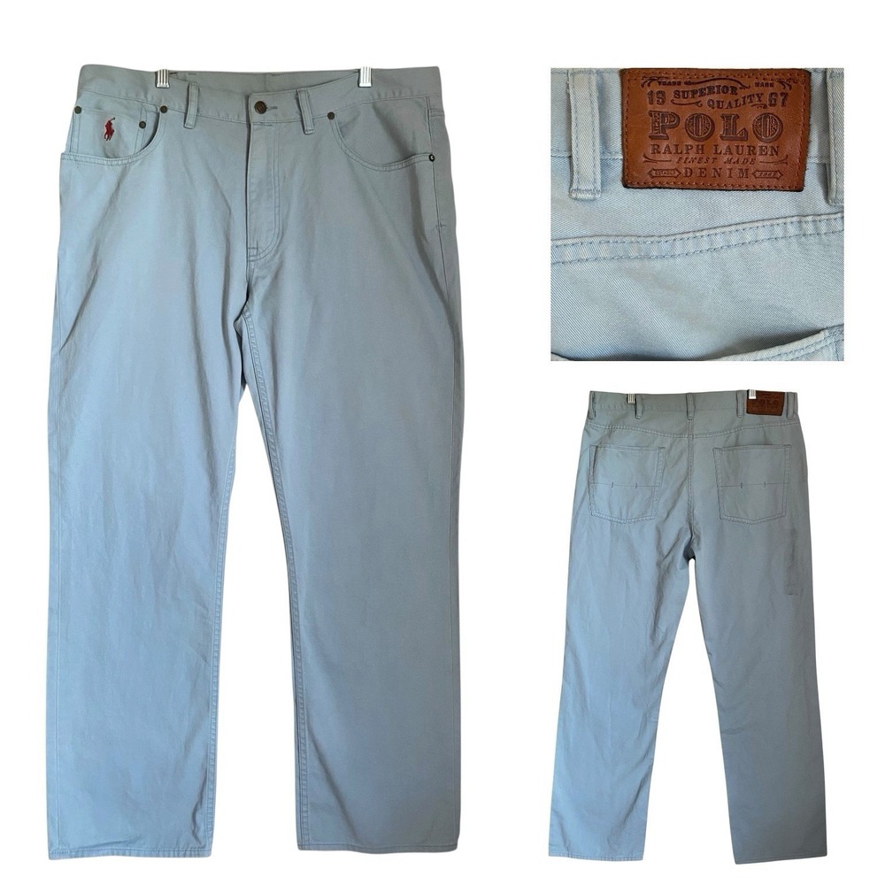 Vintage Polo Ralph Lauren Chino Pants 38x30 Light Blue Straight Preppy Coastal